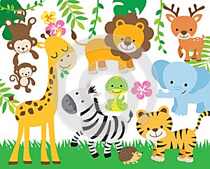 Safari Jungle Animal Vector Illustration photo