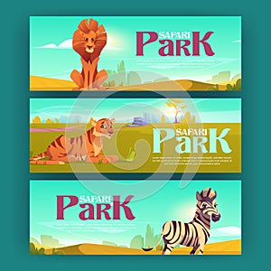 Safari park posters with zebra, tiger and lion