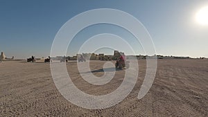 Safari Ride Buggies and Quad Bikes Through the Desert Hurgada, Egypt. Adventures of Desert Off-road on Atv.