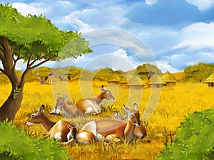 Safari scene - koba lychee antelope - illustration for children photo