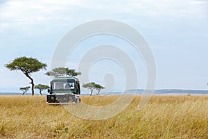 Safari Tour Vehicle in Kenya Grasslands