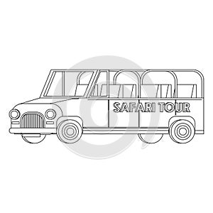 Safari van vehicle isolated symbol in black and white