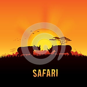 Safari Vector illustration of Africa landscape