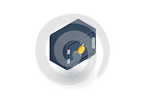 Safe, banking, money security, cash protection isometric flat icon. 3d vector