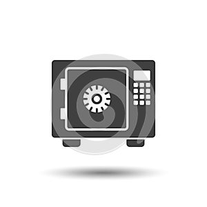 Safe box icon with combination lock. Vector illustration on white background.