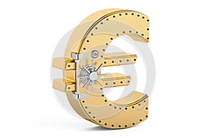 Safe box in shape of symbol euro, 3D rendering