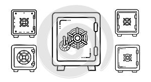 Safe box vector illustration set collection secure storage lock protection secure metal container digital security equipment