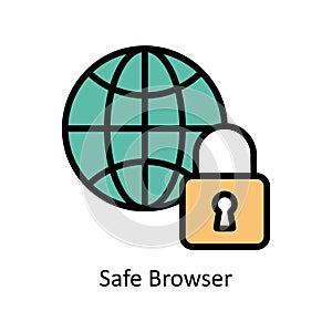 Safe Browser vector Filled outline icon style illustration. EPS 10 File