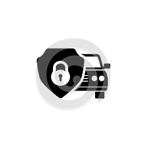 Safe Car Shield Flat Vector Icon