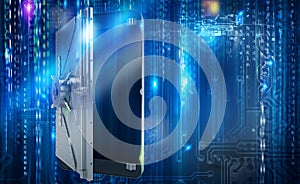 Safe cellphone from hacker attack like a strongbox. 3D Rendering