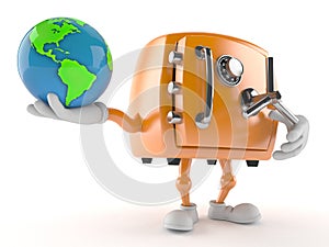 Safe character holding world globe