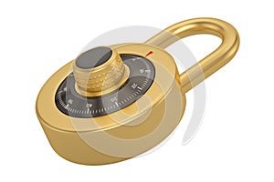 Safe Code Lock Padlock isolated on white background. 3D illustration