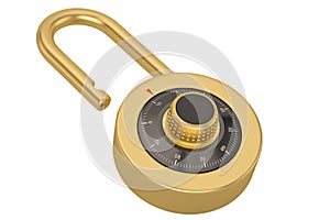 Safe Code Lock Padlock isolated on white background. 3D illustration