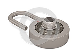 Safe Code Lock Padlock isolated on white background. 3D illustration