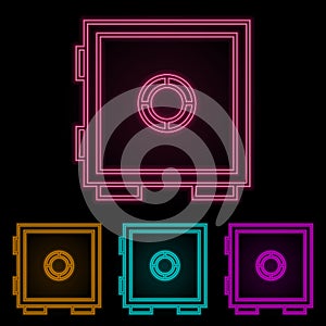 Safe color neon set. Simple thin line, outline vector of web icons for ui and ux, website or mobile application