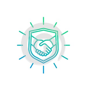 Safe deal, trust, partnership icon with handshake