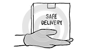safe delivery icon animation in whiteboard style, ideal footage for social videos and covidfree themes