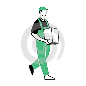 Safe delivery man guy courier package parcel