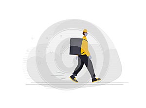 Safe delivery person courier walking character