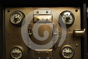 safe deposit box with combination dial, showing the numbers and symbols in sequence
