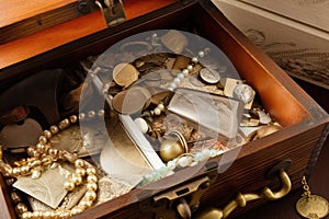 safe deposit box full of heirlooms from a grandmother's life