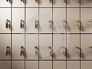 Safe deposit boxes with keys. 3D illustration