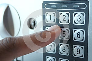 Safe dial lock close up background