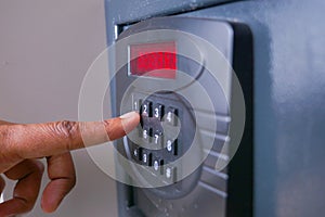 Safe dial lock close up background