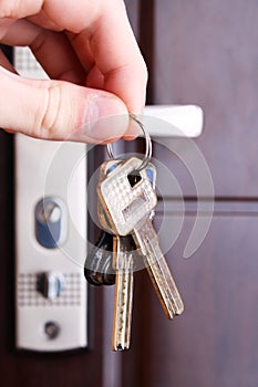 Safe door. Key in a keyhole