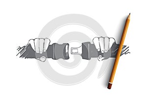 Safe driving concept. Hand drawn isolated vector.
