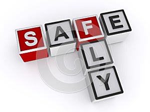 Safe fly word block on white