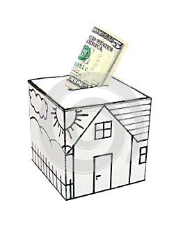 Safe house with drawn-five dollars deposited