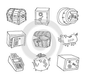 Safe icon,hand drawn vector illustration.