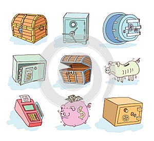 Safe icon,hand drawn vector illustration.