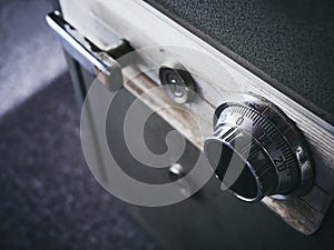 Safe lock code on safety box bank Close up