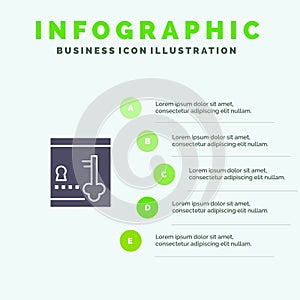Safe, Locker, Lock, Key Solid Icon Infographics 5 Steps Presentation Background