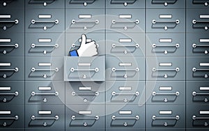 Safe lockers. Social networks metaphor. Thumbs up