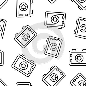 Safe money icon in flat style. Strongbox vector illustration on white isolated background. Finance security seamless pattern