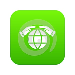 Safe planet icon green vector