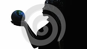 safe planet silhouette black woman ecology problem