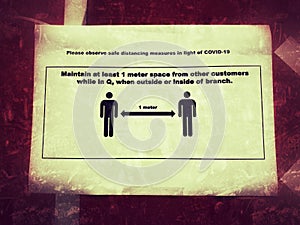 Safe Social Distancing 1 Meter Space Covid 19 Coronavirus Poster Print