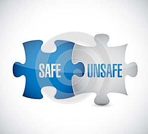 safe and unsafe puzzle pieces sign