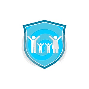 Safeguard family care protection shield icon isolated on white background