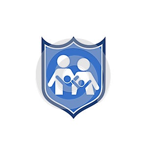 Safeguard family care protection shield icon isolated on white background