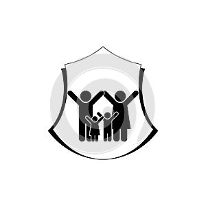 Safeguard family care protection shield icon isolated on white background