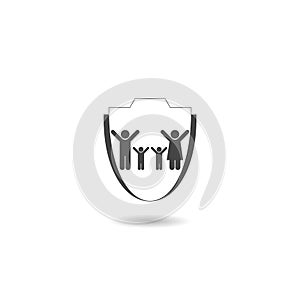 Safeguard family care protection shield icon with shadow