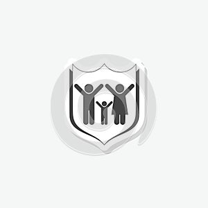 Safeguard family care protection shield icon sticker