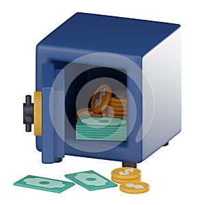 Safeguarding Your Valuables of a Safe Bank Box Icon. 3D Render