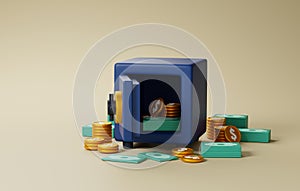 Safeguarding Your Valuables of a Safe Bank Box Icon. 3D Render