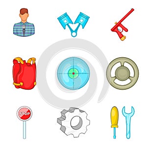 Safeness icons set, cartoon style photo